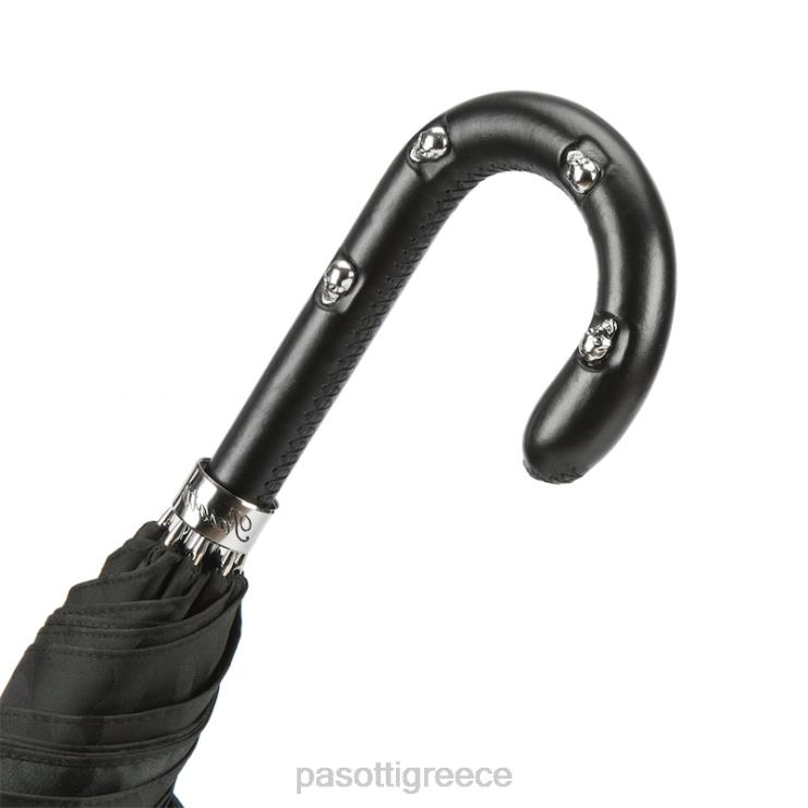 ομπρέλα | PASOTTI 478 11780-142 h39t - μαύρη ομπρέλα παραλλαγής δερμάτινη λαβή με κρανία 2N6B863 άνδρες